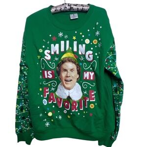 Buddy‎ the Elf Smiling is My Favorite Christmas Sweatshirt Green L